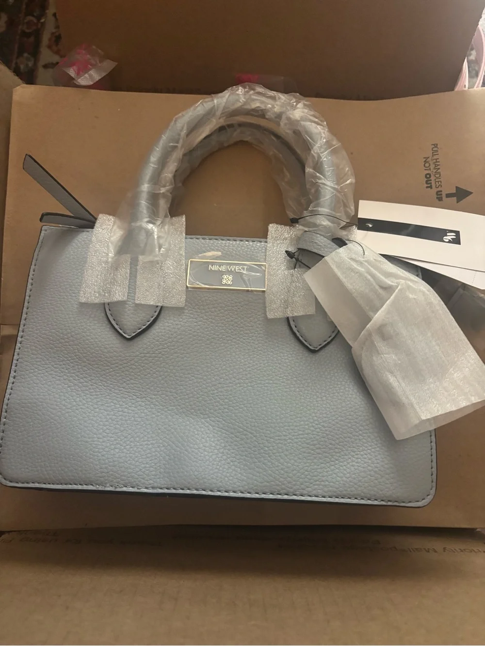 Nine West Pale Blue Structured Top-Handle Satchel